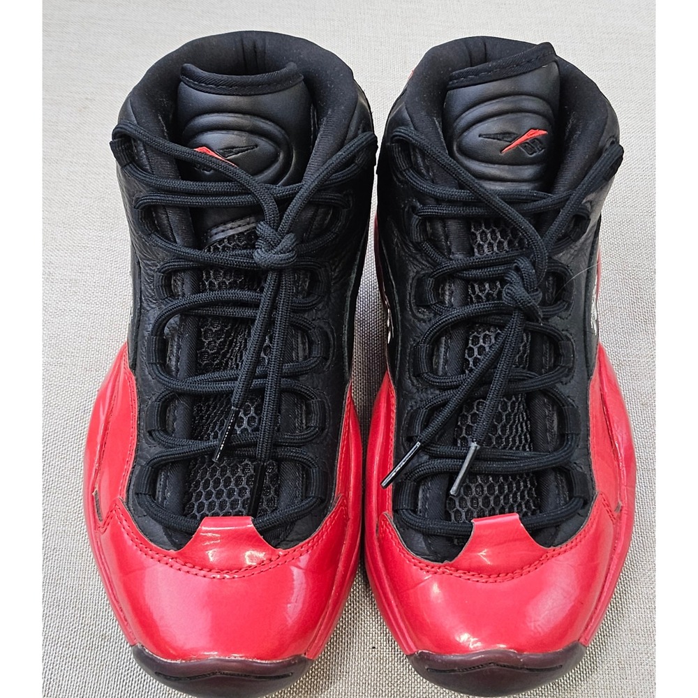 Reebok Question Mid Mens 6.5 Black Red Patent Leather Allen Iverson GV7182 Shoes